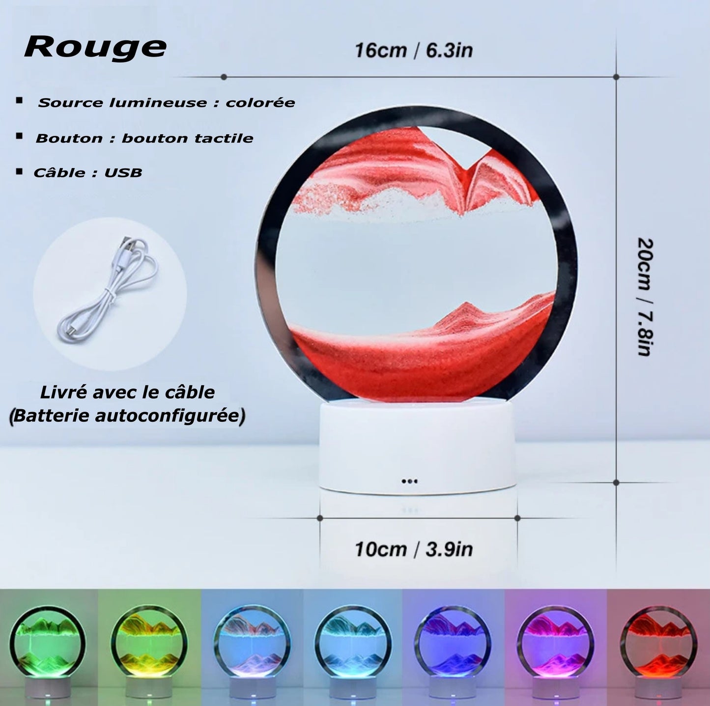 Lampe de décoration sablier 3D