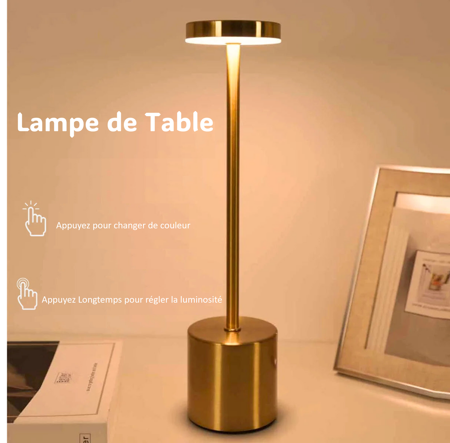 Lampe de table tactile - Rechargeable