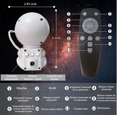 Veilleuse astronaute - Projecteur d'étoiles de galaxie , LED