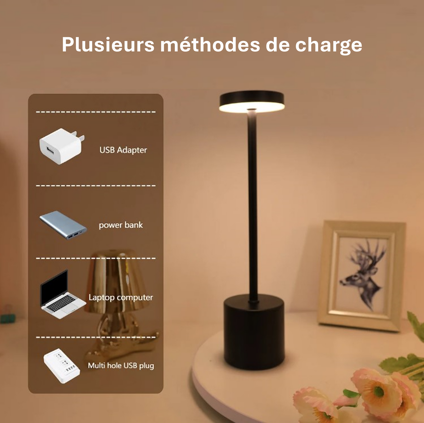 Lampe de table tactile - Rechargeable