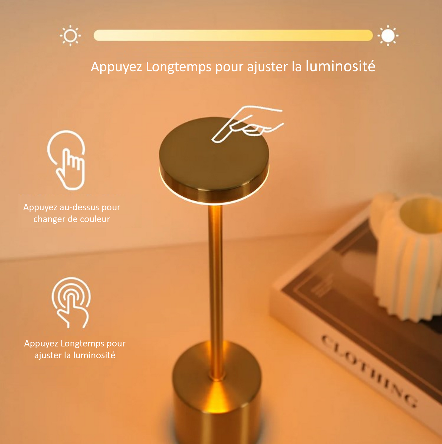 Lampe de table tactile - Rechargeable