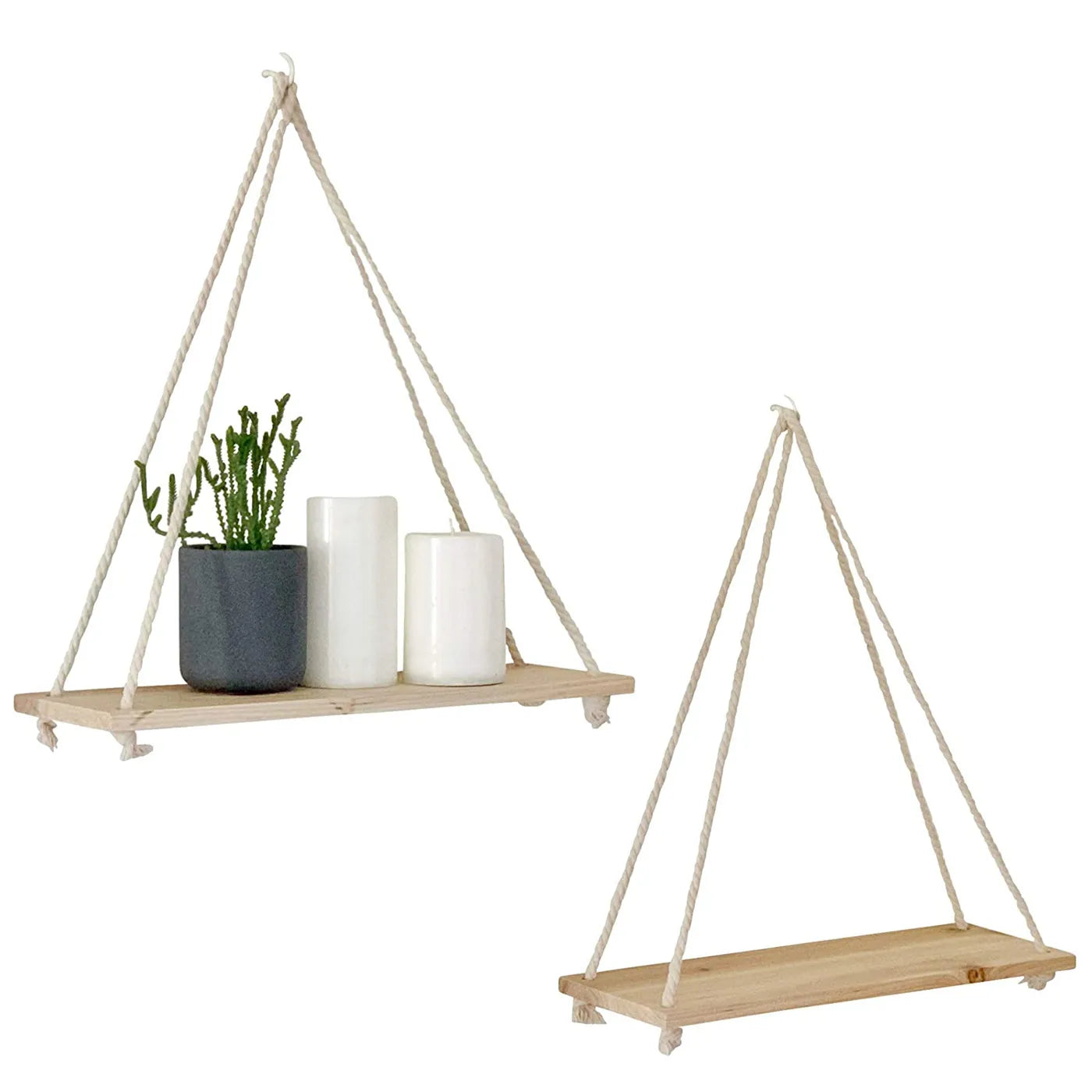 Etagère murale en corde et bois
